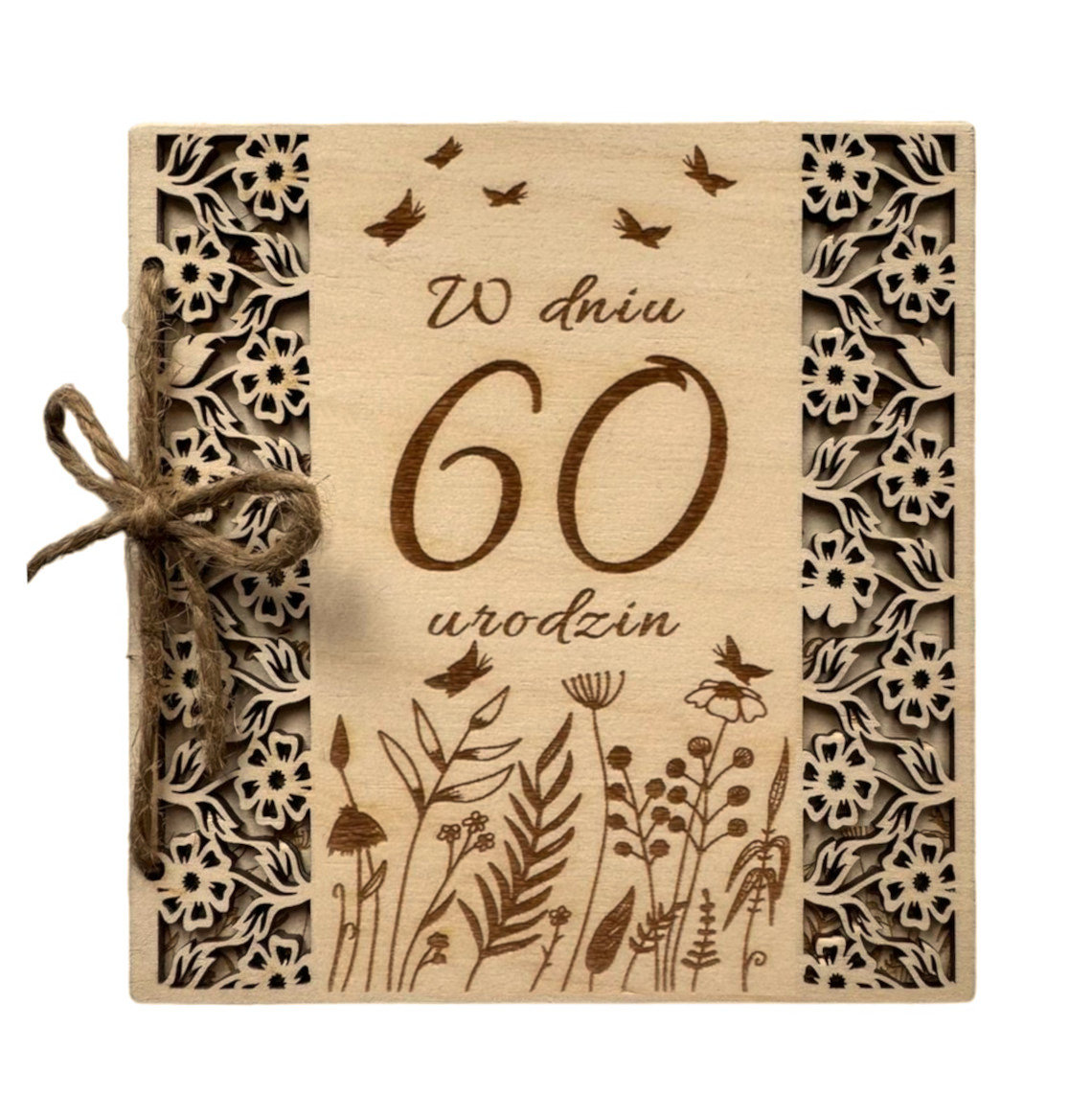 Kartka urodzinowa na 60 urodziny 60tka DREWNO PREZENT