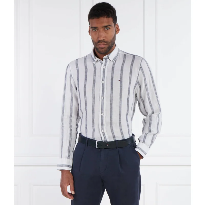Tommy Hilfiger Lniana koszula TRIPLE STRIPE | Regular Fit