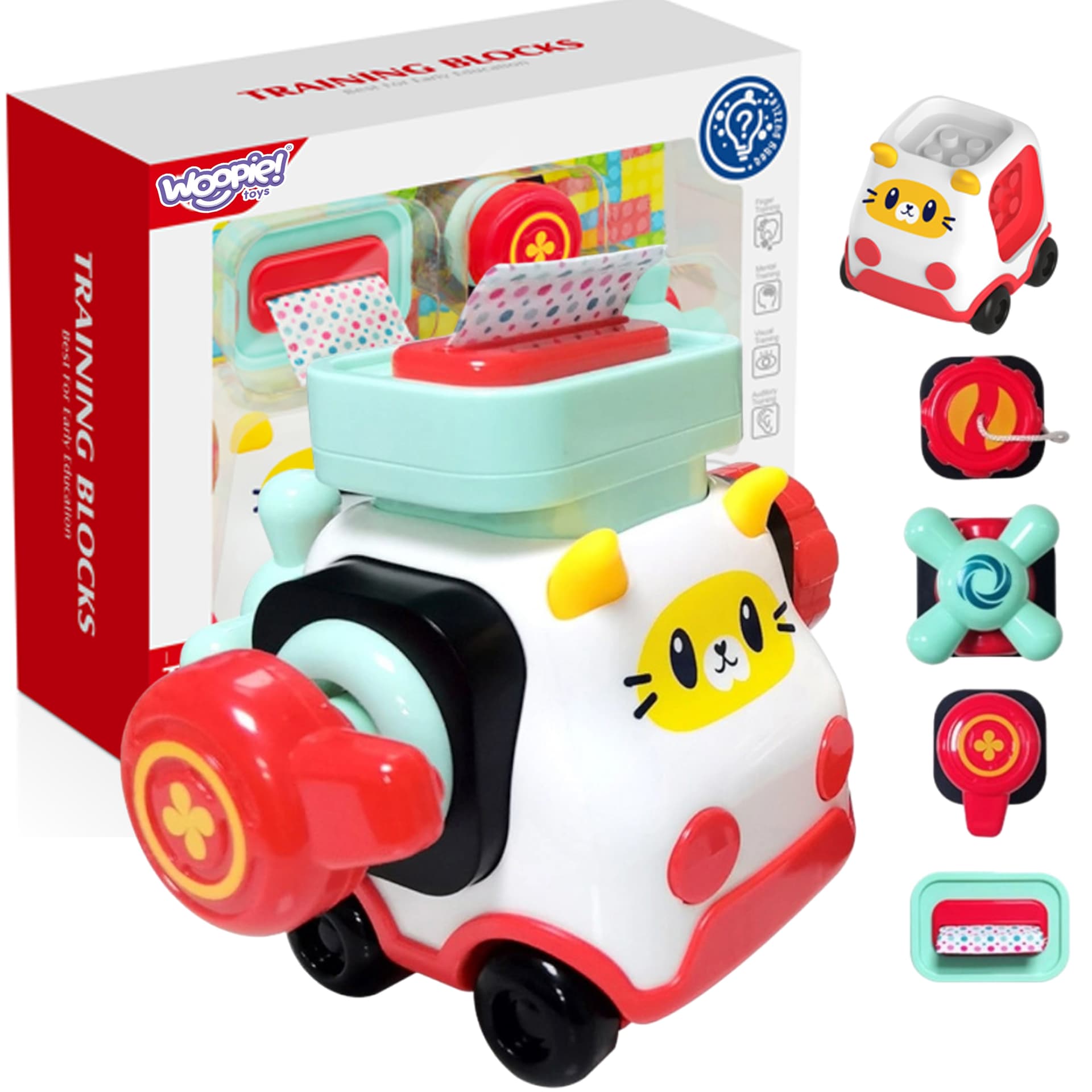 WOOPIE BABY Zestaw Montessori Samochód Manipulacyjny Konstrukcyjny Kotek 2