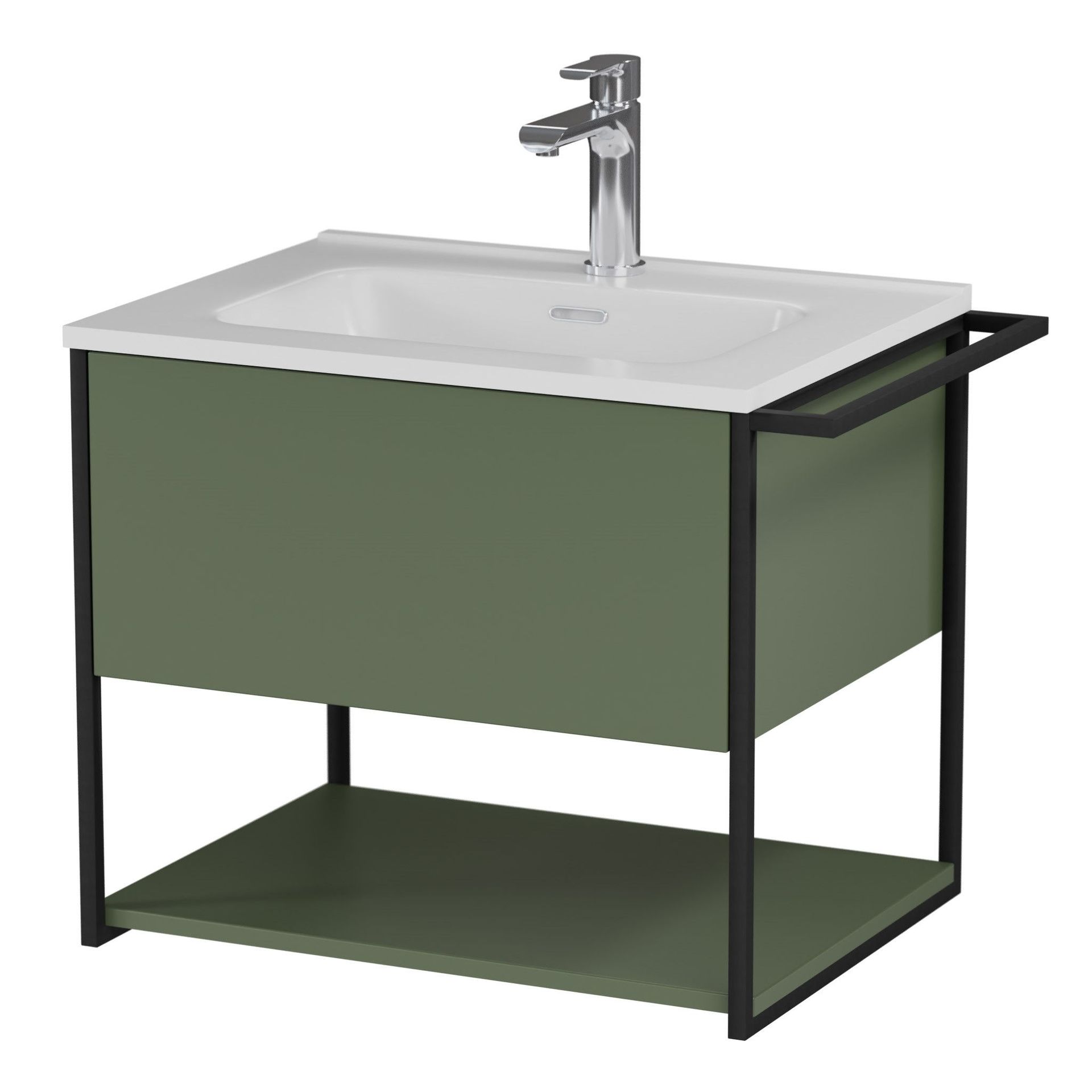 Szafka łazienkowa pod umywalkę Krofam Lov 60 cm szaro zielony mat 137-0102