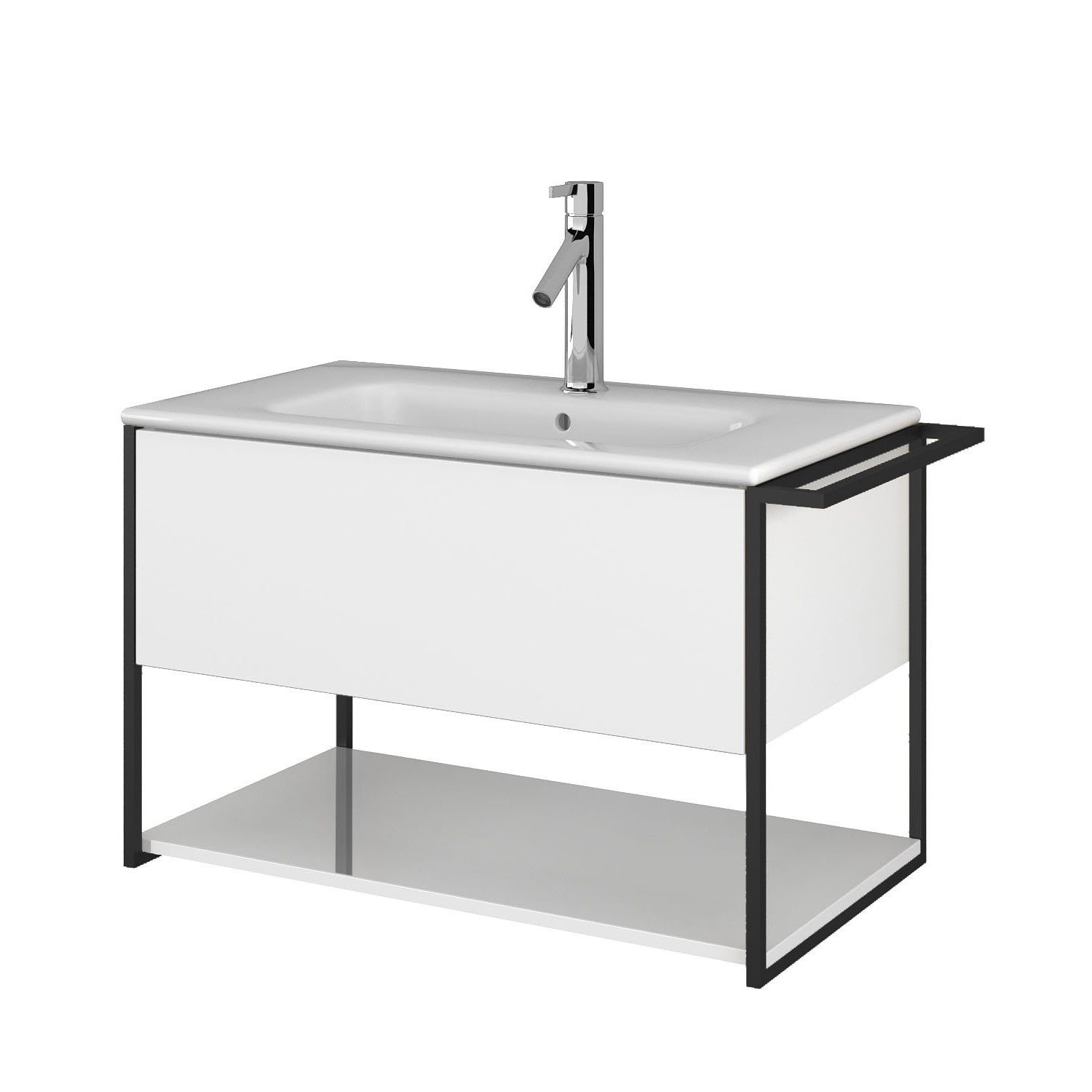Szafka łazienkowa pod umywalkę Krofam Lov 80 cm biały połysk 137-0003