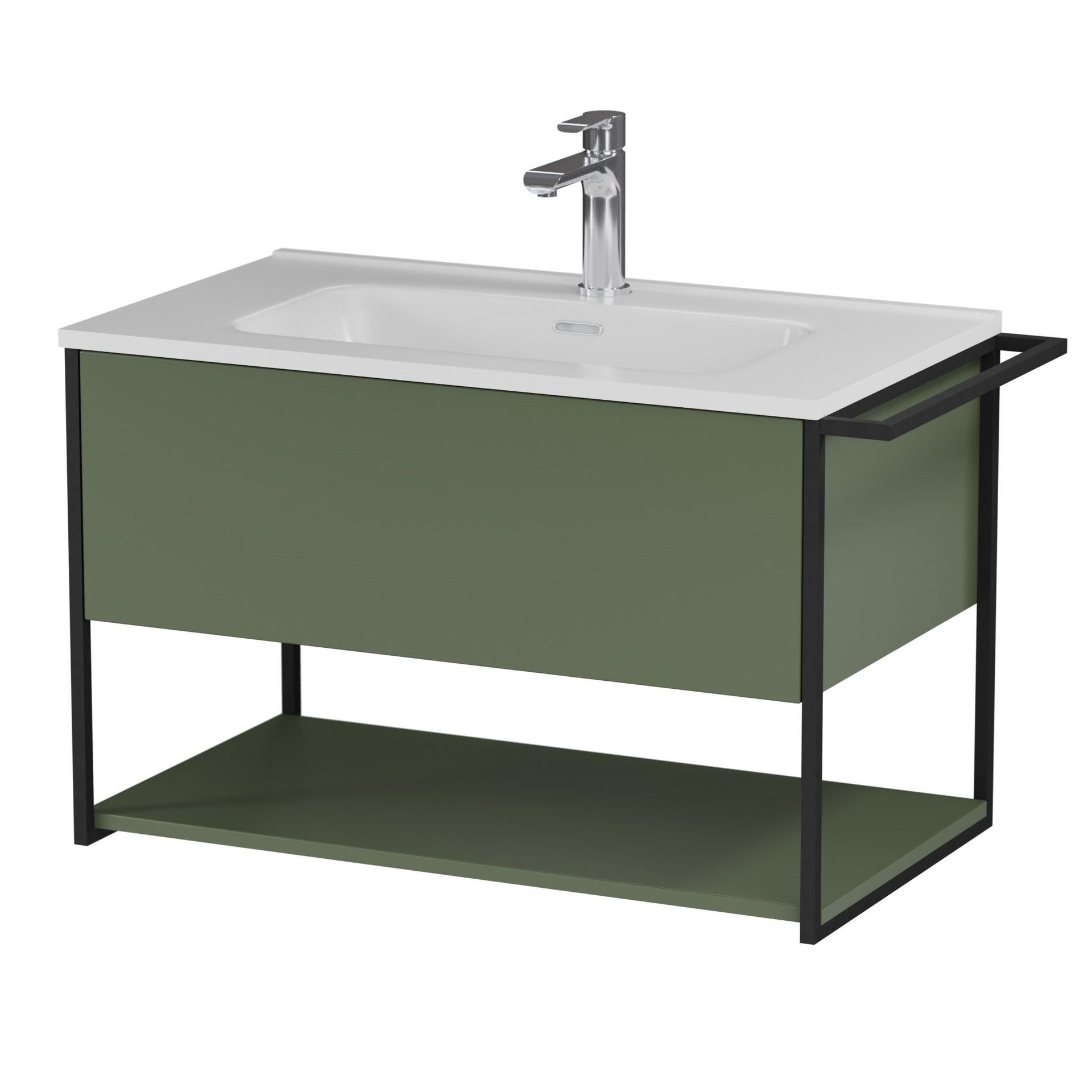 Szafka łazienkowa pod umywalkę Krofam Lov 80 cm szaro zielony mat 137-0103