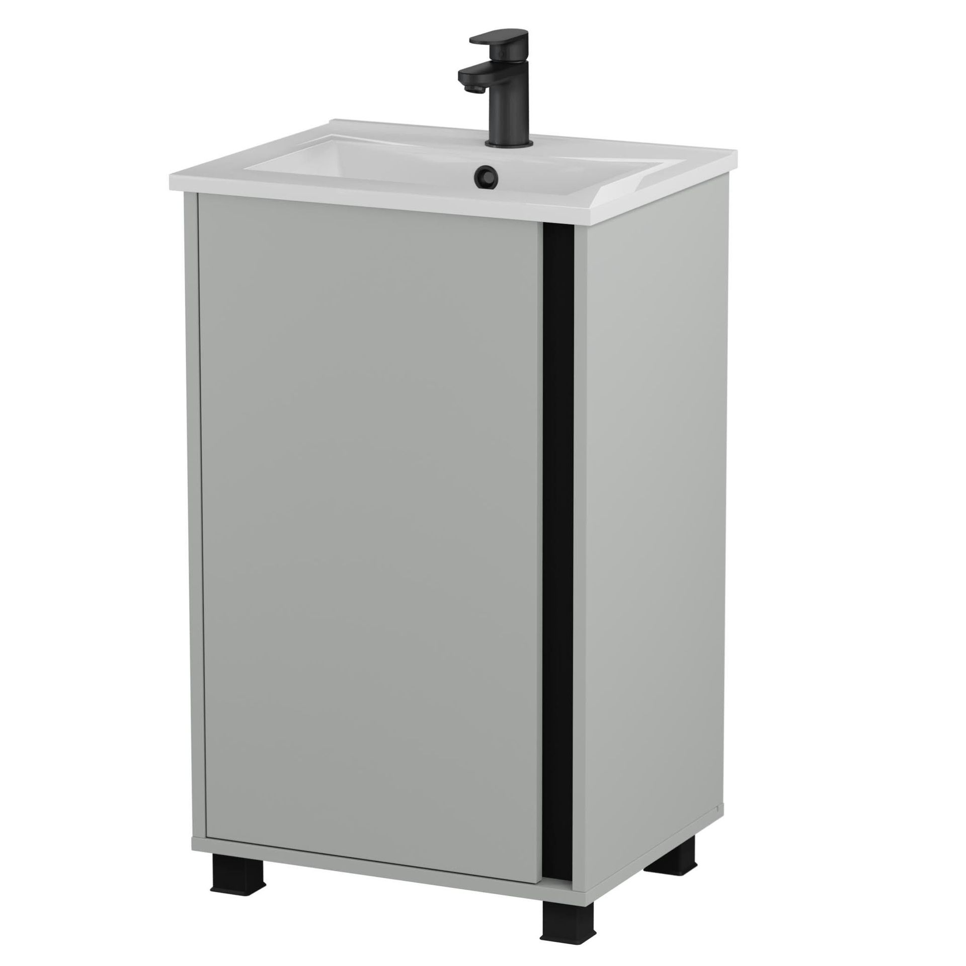 Szafka łazienkowa z umywalką Krofam Fox 50 cm chinchila/czarny mat 164-0103