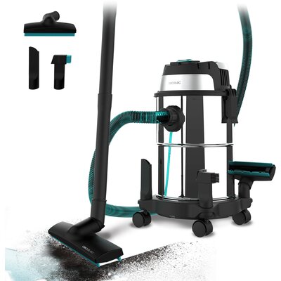 Cecotec 16 l Conga Rockstar Wet & Dry Steel. 1200 W, 20 kPa, Podwójna funkcja: Odkurzacz i dmuchawa, Metalowa rama, Koła, Radio akcji 5m