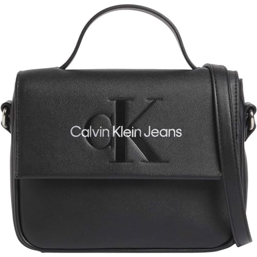 Calvin Klein Damskie rzeźbienie Boxy Flap CB20 Mono Crossover, czarne/metaliczne logo, Czarne/metaliczne logo, Rozmiar Uniwersalny