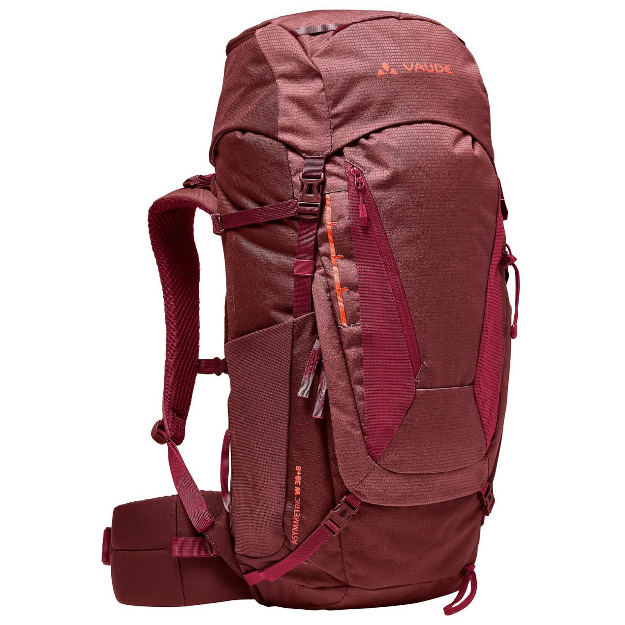 Damski plecak turystyczny Vaude Women's Asymmetric 38+8 Kolor: ciemnoczerwony