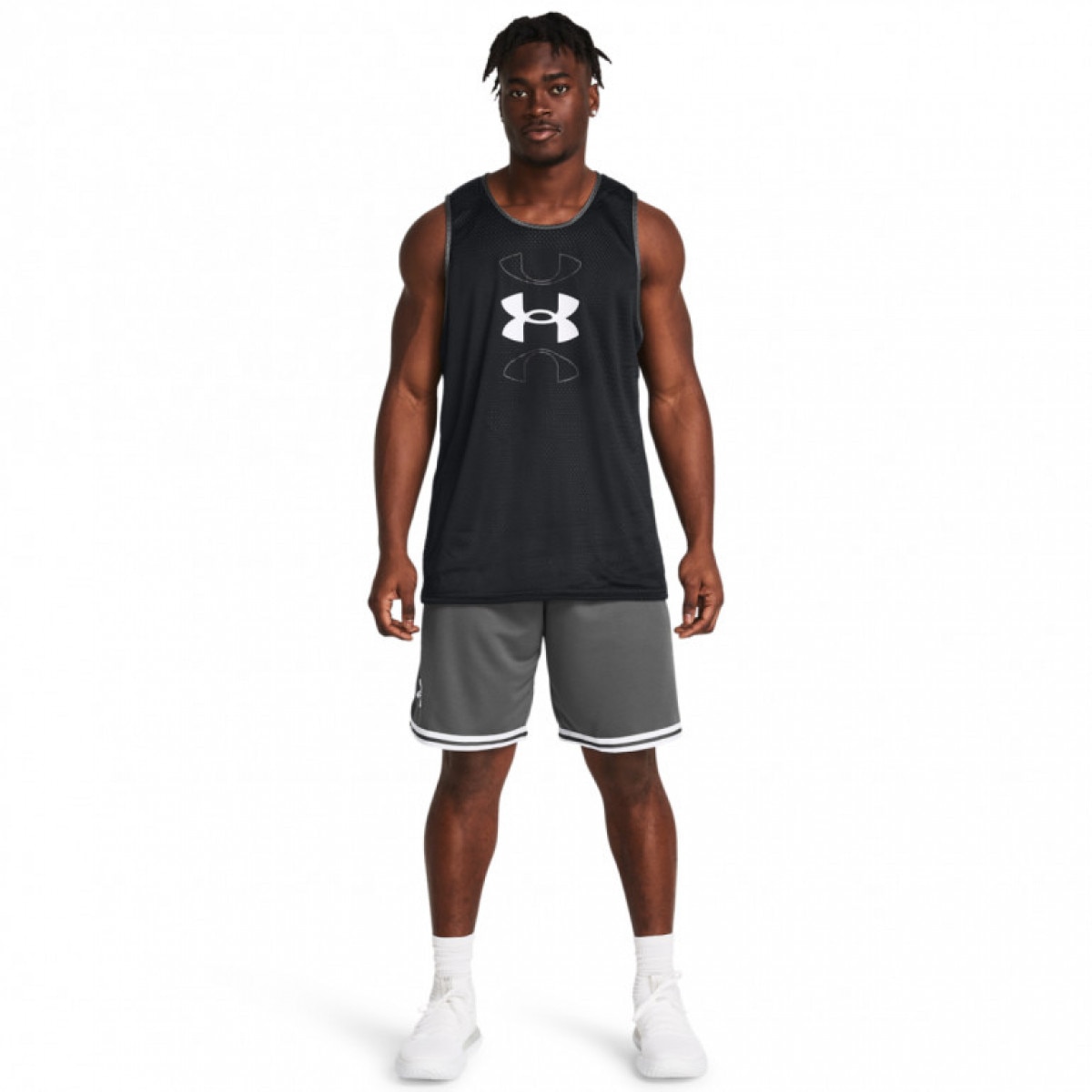 Męskie spodenki do koszykówki Under Armour UA Perimeter Short - szare - UNDER ARMOUR