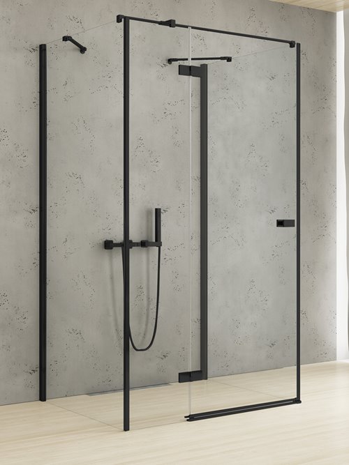 New Trendy Czarna kabina prysznicowa przyścienna 120x120 lewa EXK-5055 Reflexa Black