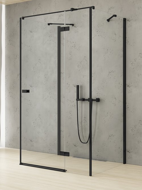 New Trendy Czarna kabina prysznicowa przyścienna 110x120 prawa EXK-5044 Reflexa Black