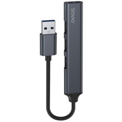 SAVIO HUB USB-A - 3 X USB-A 2.0, 1 X USB-A 3.0, SZARY AK-70