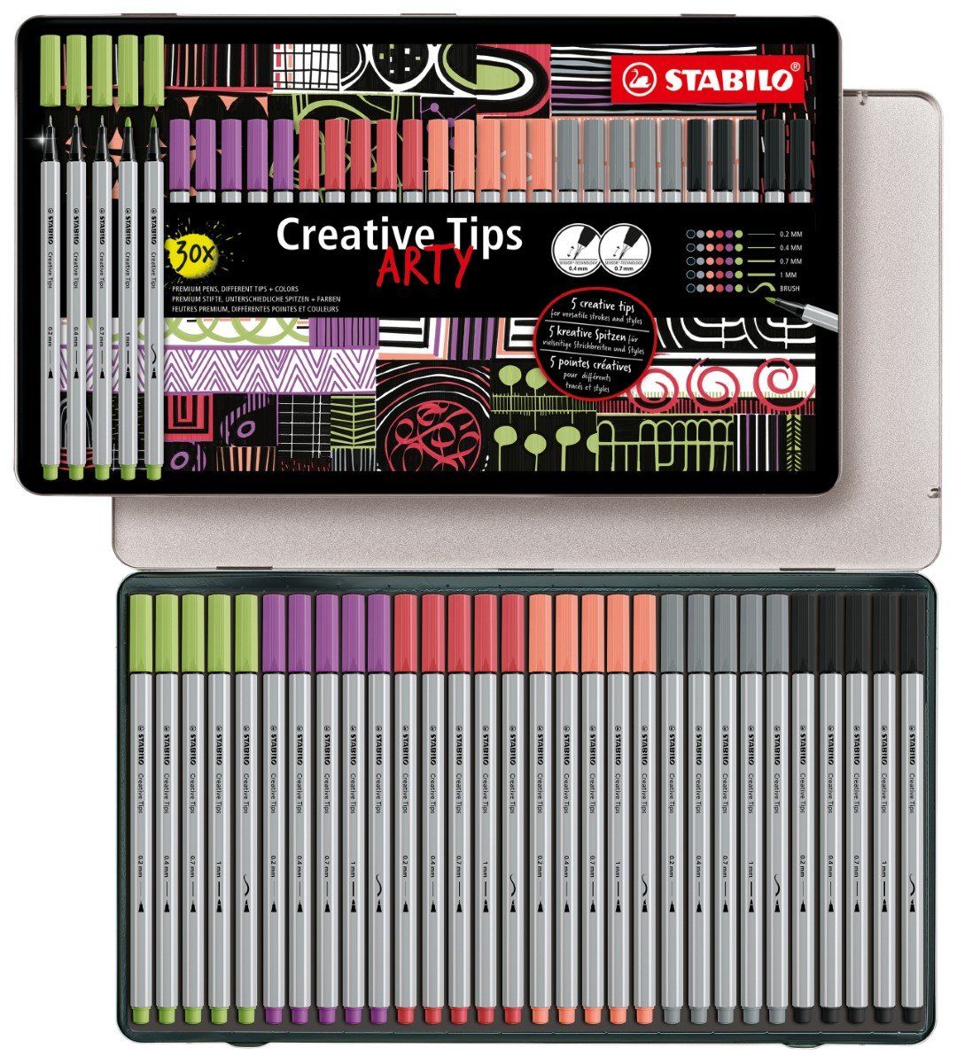 Zestaw STABILO Creative Tips ARTY kolory pastelowe metalowe etui 30 szt.