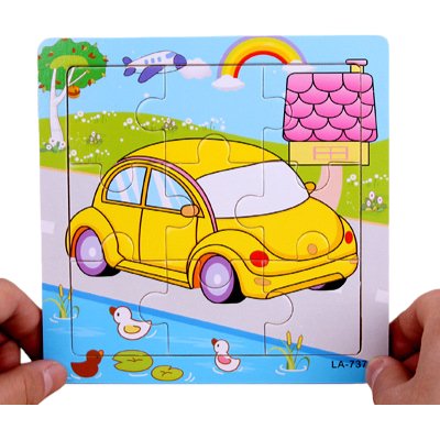Drewniane Puzzle W Ramce Układanka Edukacyjna Auto