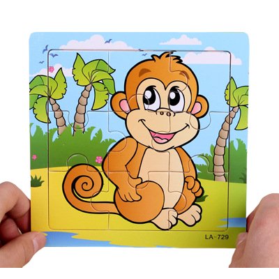 Drewniane Puzzle W Ramce Układanka Edukacyjna Małpka