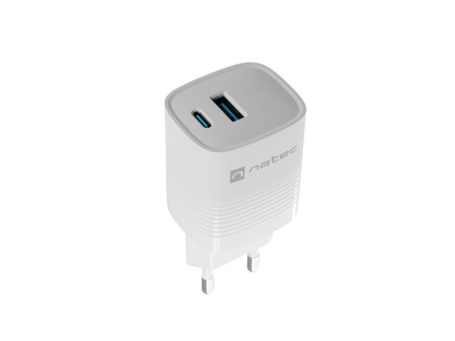 Ładowarka sieciowa natec ribera gan 1x usb-a + 1x usb-c 30w biała