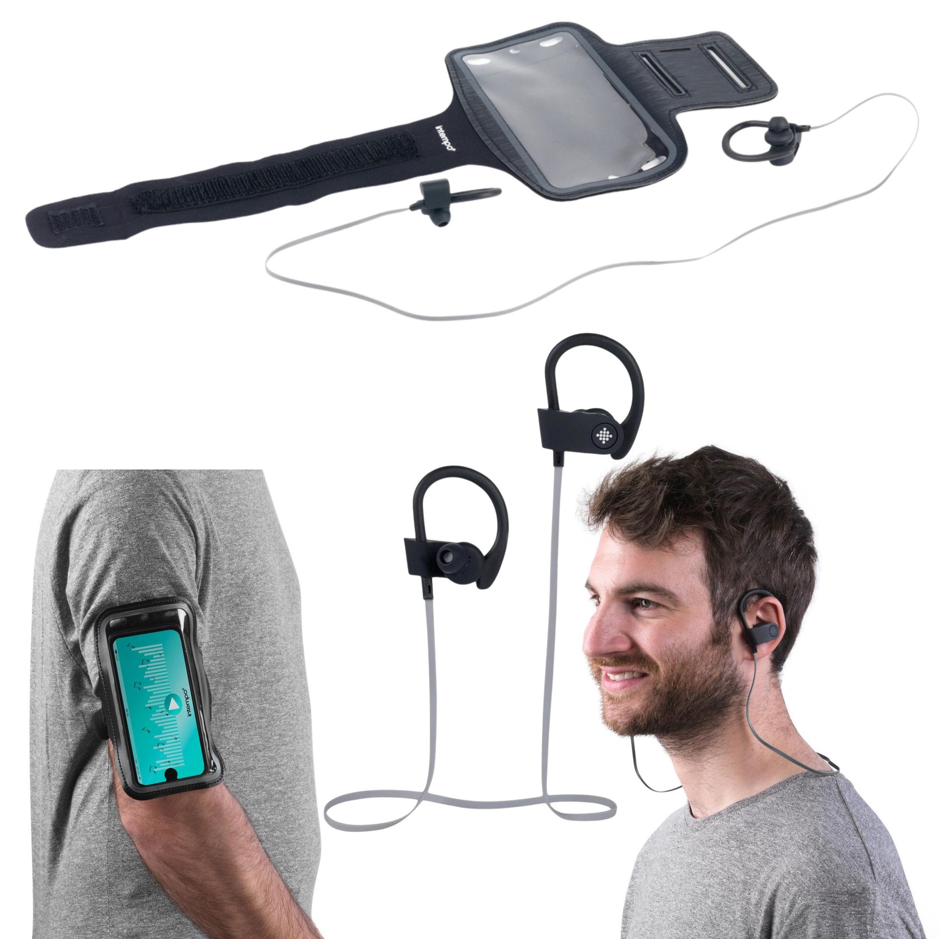 Zestaw do biegania bluetooth słuchawki + opaska Intempo