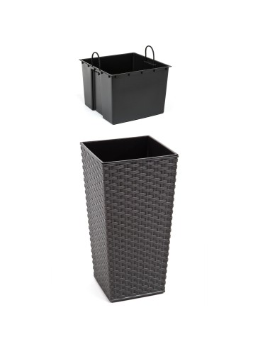 Rattanowa grafit metalik Doniczka FINEZJA 400x400 Lamela