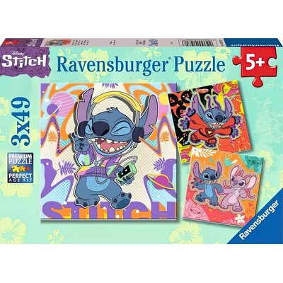 Ravensburger, Puzzle 3x49: Disney Stitch (12001070). Wiek: 5+