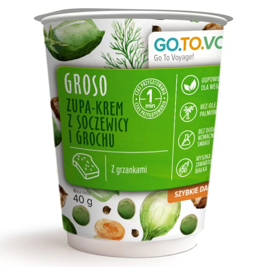 Zupa-krem z soczewicy i grochu z grzankami GROSO Go.to.vo, 40g