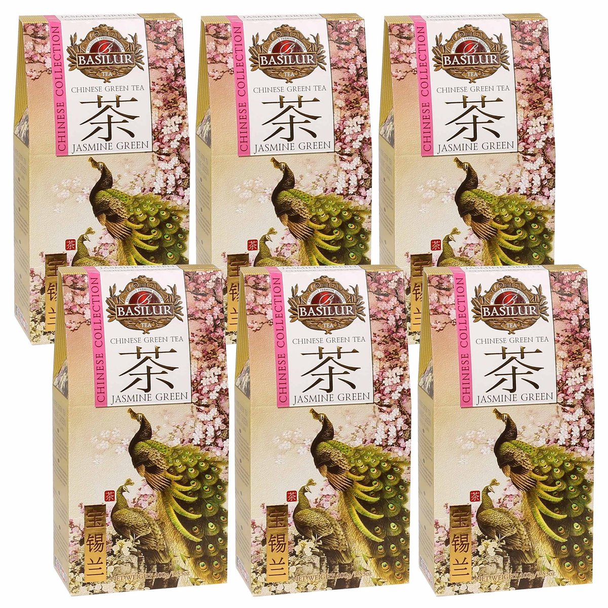 BASILUR Chinese Green Tea - Chińska zielona herbata z dodatkiem jaśminu 100 g x6