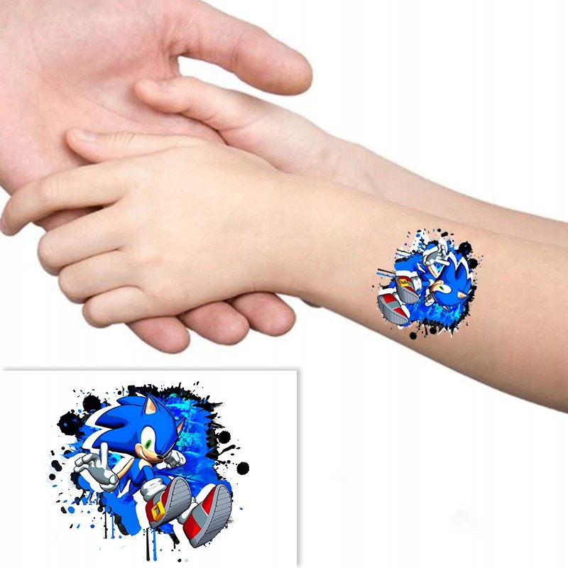 TATUAŻ Zmywalny dla DZIECI SONIC Wiele WZORÓW MiX