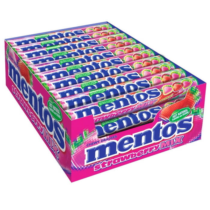 CUKIERKI MENTOS STRAWBERRY MIX 40SZT 37,5G