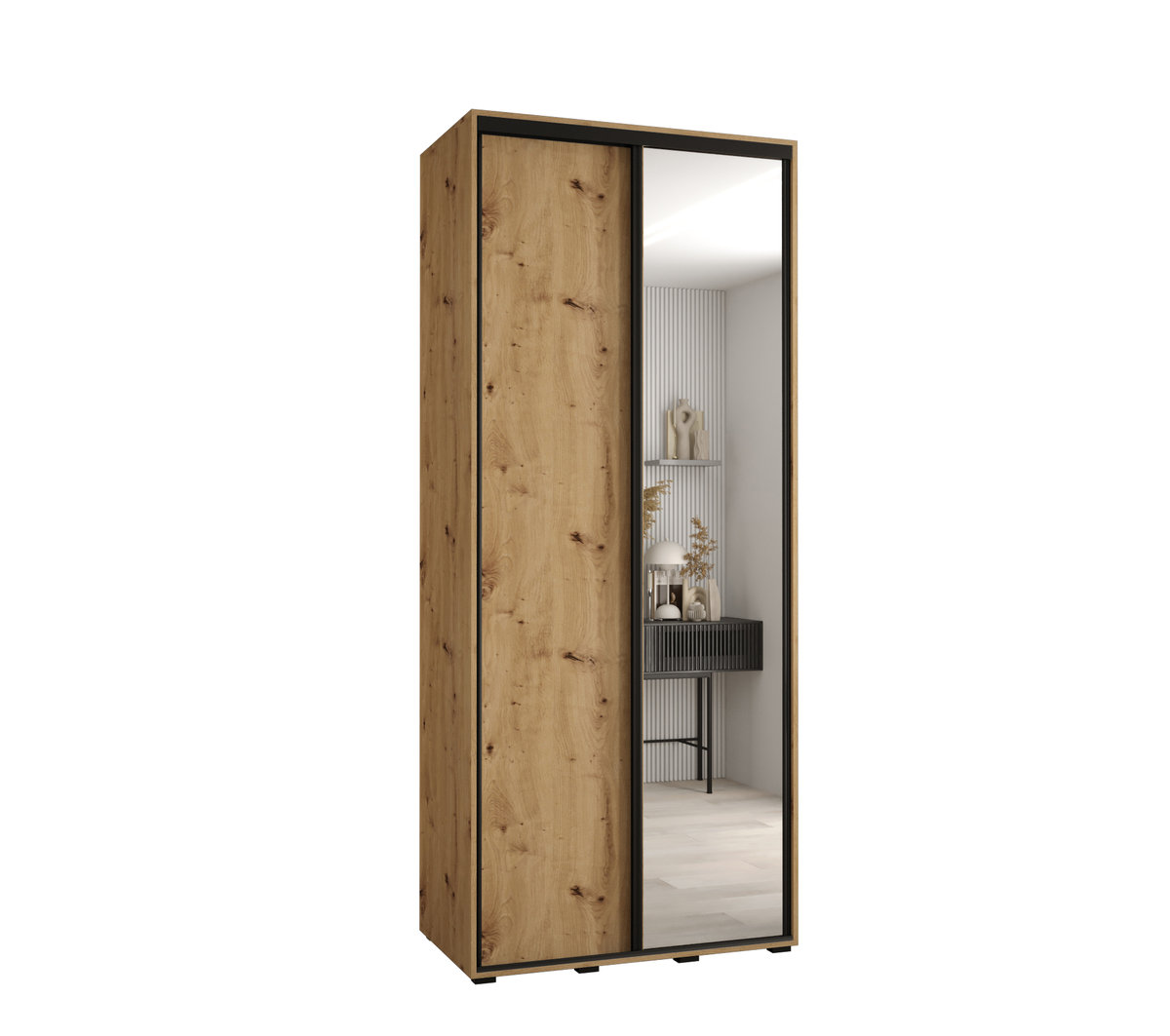 Szafa przesuwna wysoka Davos 3 120 gł. 45 artisan + czarny + czarny