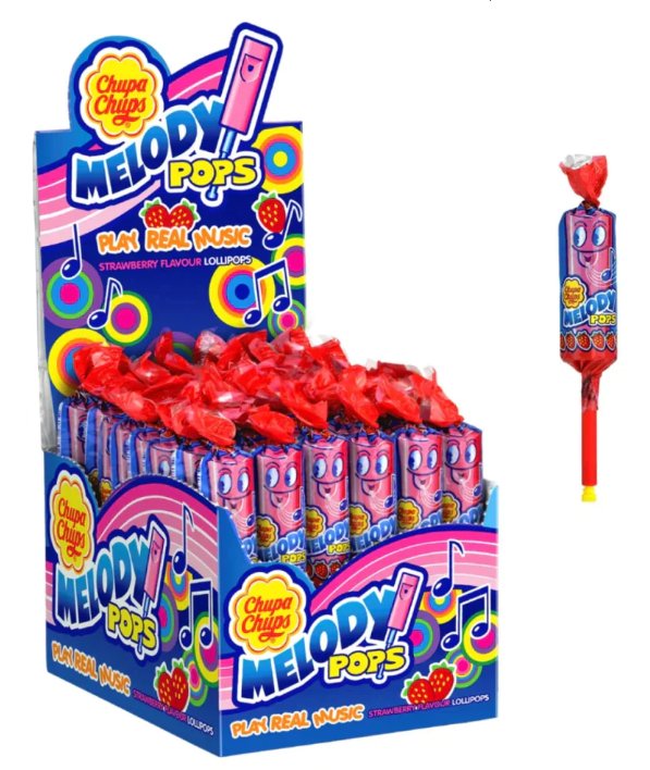 Lizak z gwizdkiem Chupa Chups Melody Pops truskawka 48 sztuk