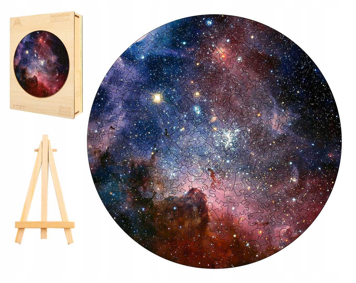 PUZZLE DREWNIANE DUŻE 280 ELEMENTÓW GALAKTYKA W DREWNIANYM PUDEŁKU