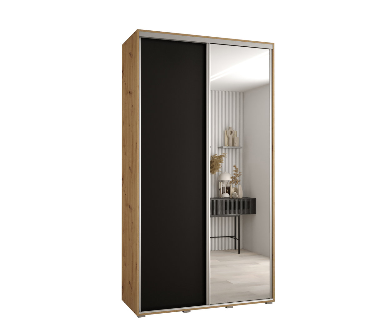 Szafa przesuwna wysoka Davos 3 130 gł. 60 artisan + czarny + srebrny