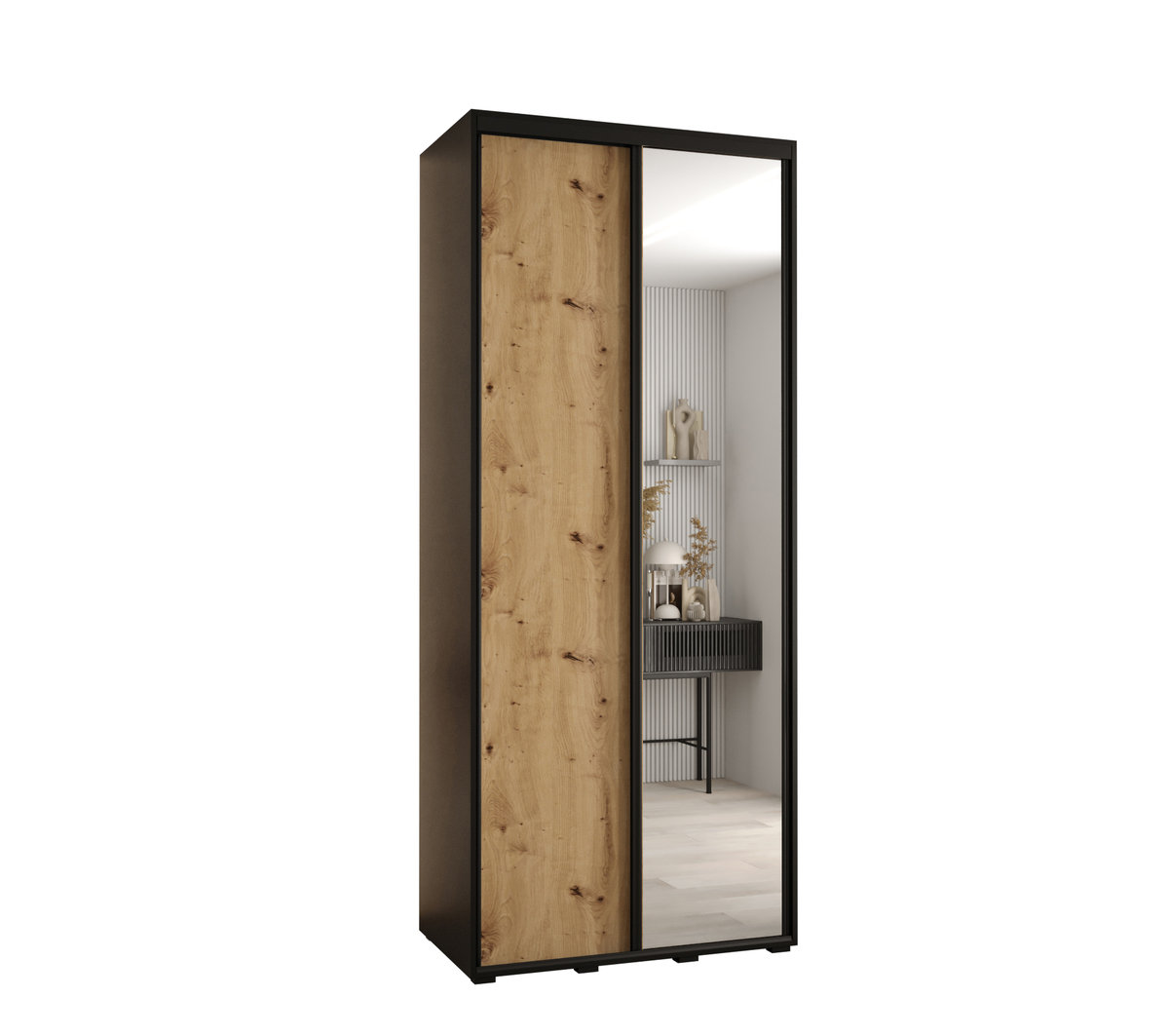 Szafa przesuwna wysoka Davos 3 100 gł. 45 czarny + artisan + czarny