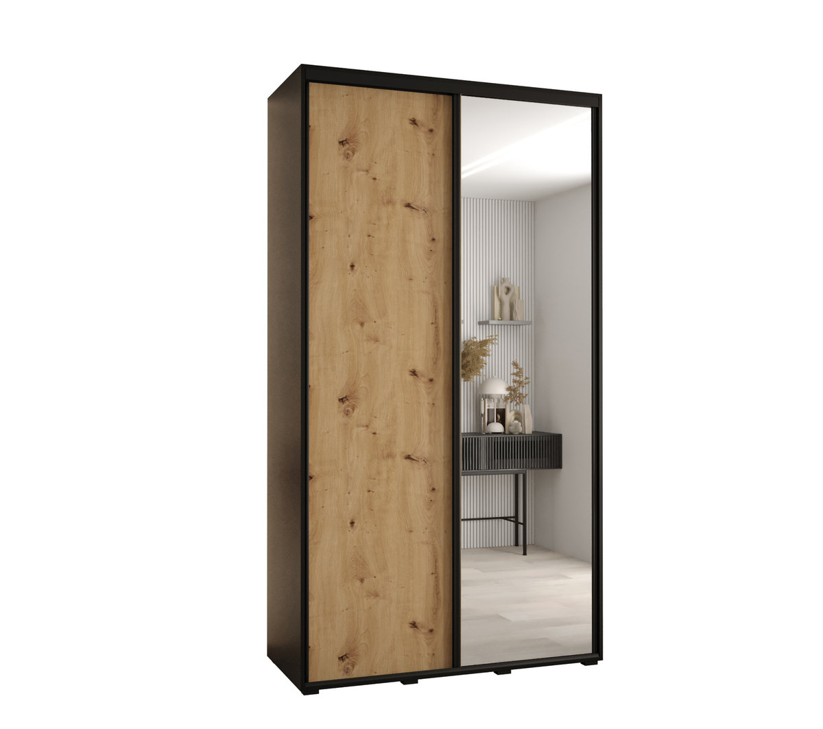 Szafa przesuwna wysoka Davos 3 130 gł. 60 czarny + artisan + czarny