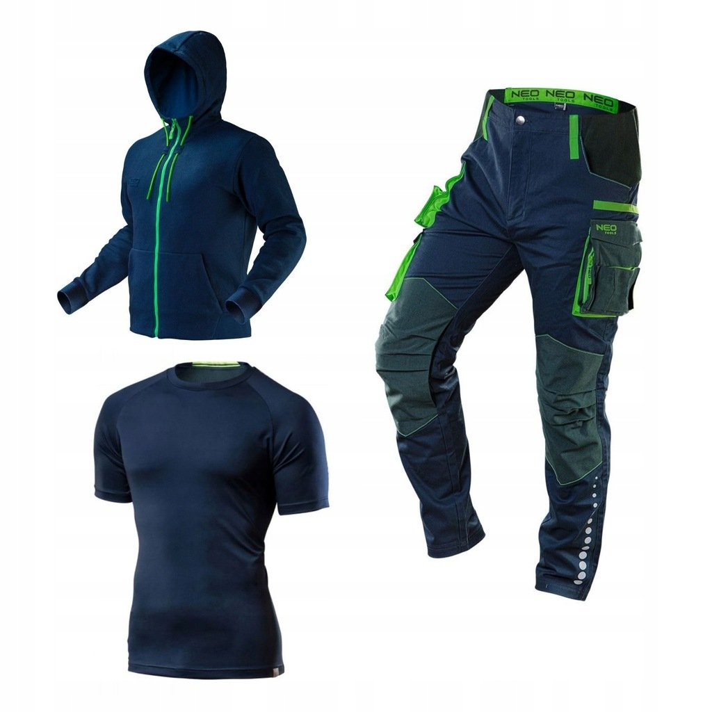 Komplet męskiej odzieży roboczej BHP: bluza + spodnie + t-shirt, rozmiar XXL, NEO