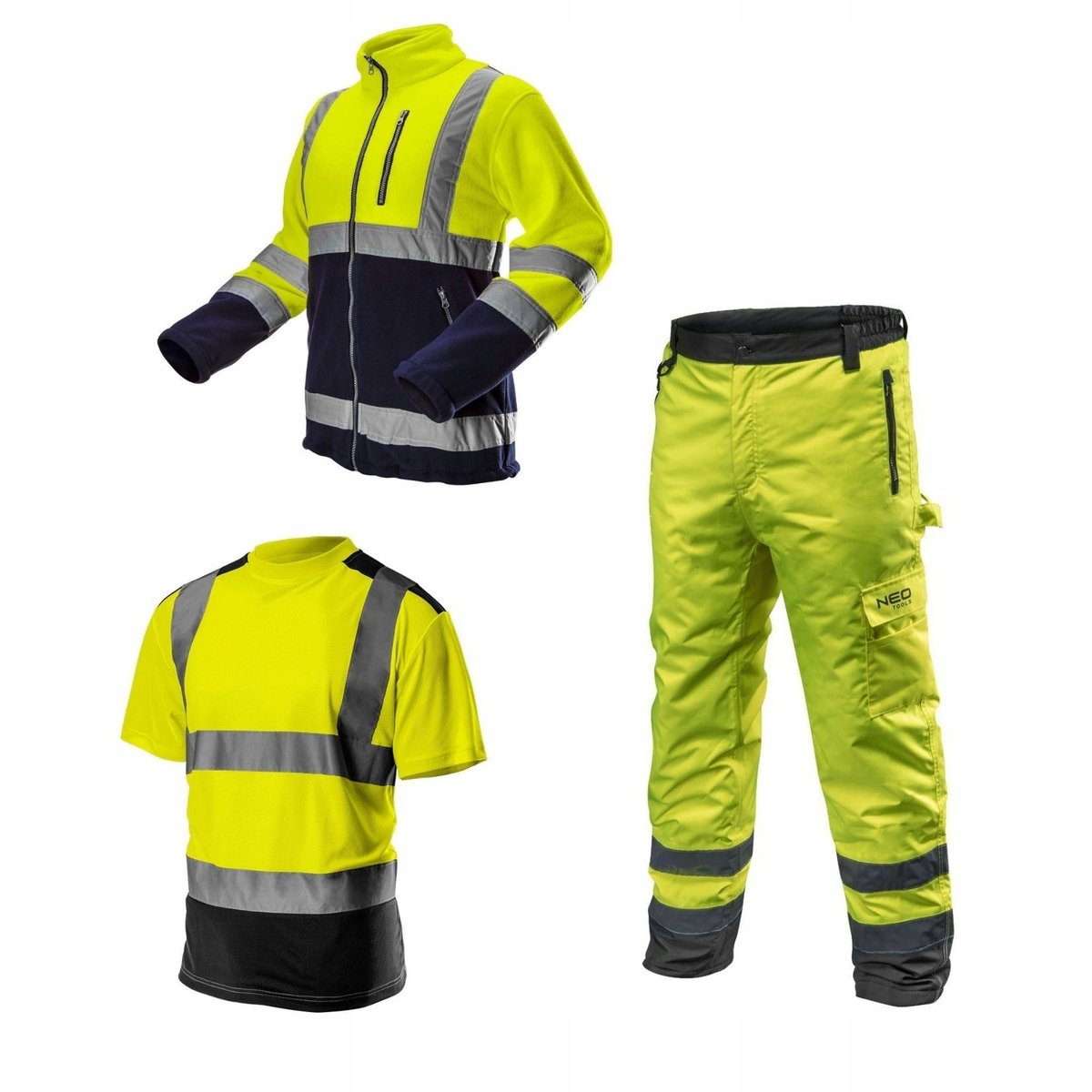 Komplet męskiej odzieży roboczej BHP: spodnie, bluza, t-shirt, rozmiar M, NEO