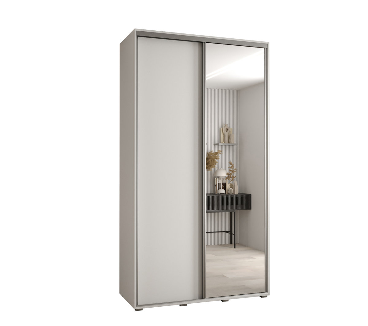 Szafa przesuwna wysoka Davos 3 140 gł. 60 biały + biały + srebrny