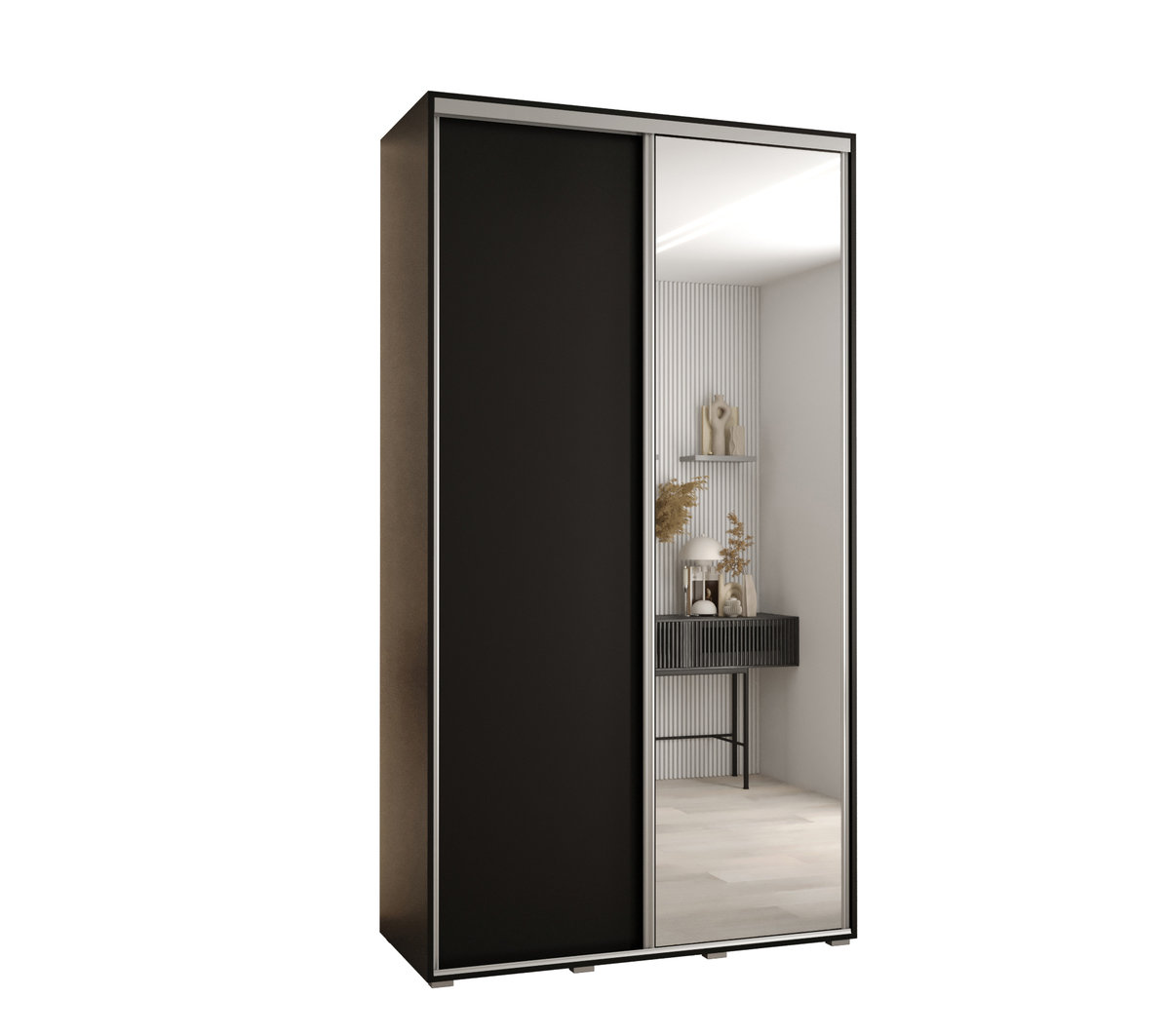 Szafa przesuwna wysoka Davos 3 130 gł. 60 czarny + czarny + srebrny