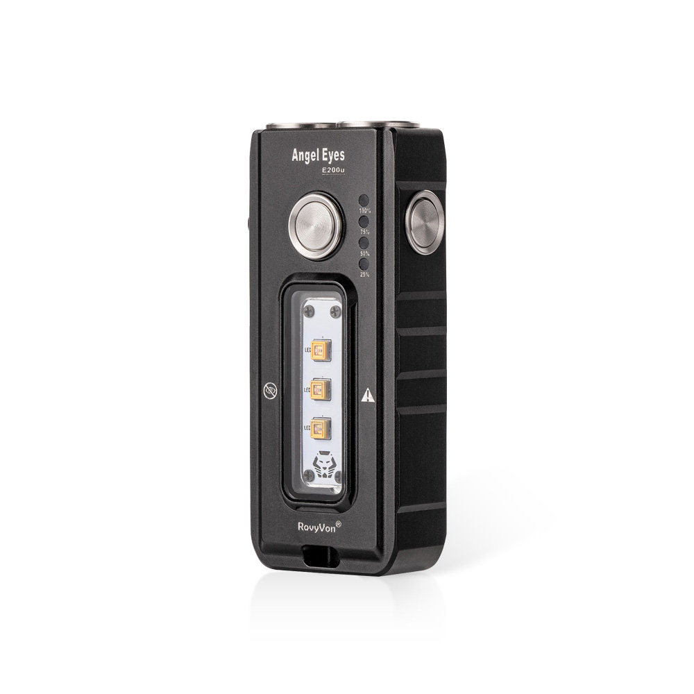 Latarka RovyVon Angel Eyes E200u Black Czarna 1650 Lumenów Multifunkcyjna: Światło Boczne UV