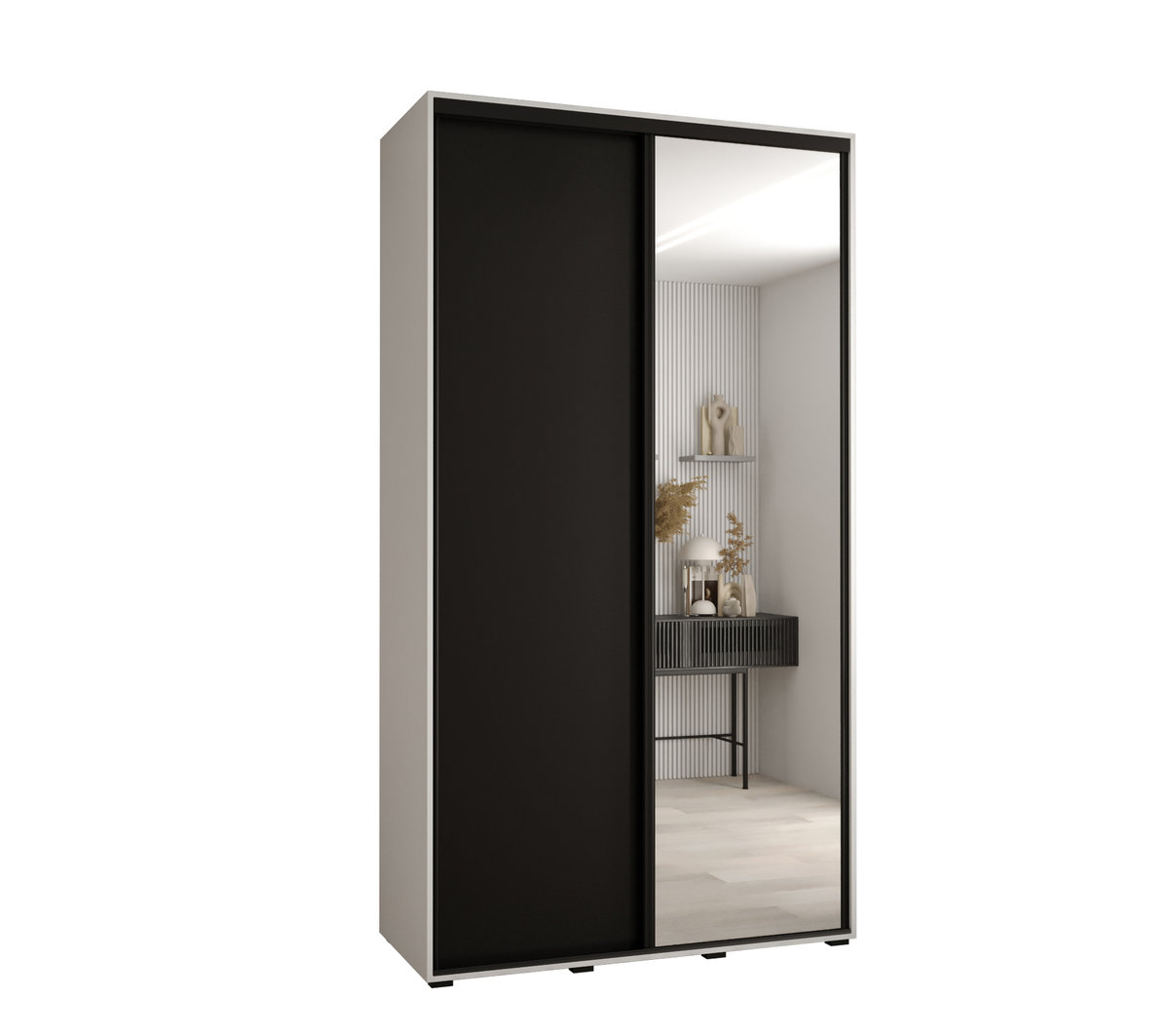 Szafa przesuwna wysoka Davos 3 130 gł. 45 biały + biały + czarny