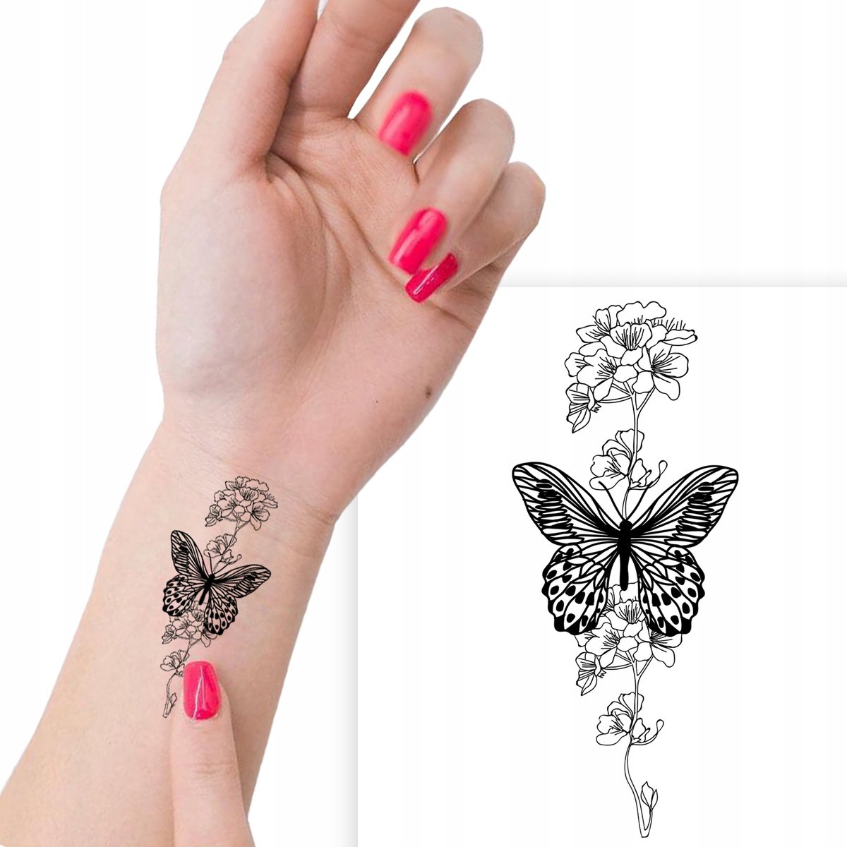 TATUAŻ Zmywalny Tymczasowy MOTYL Wiele WZORÓW MiX