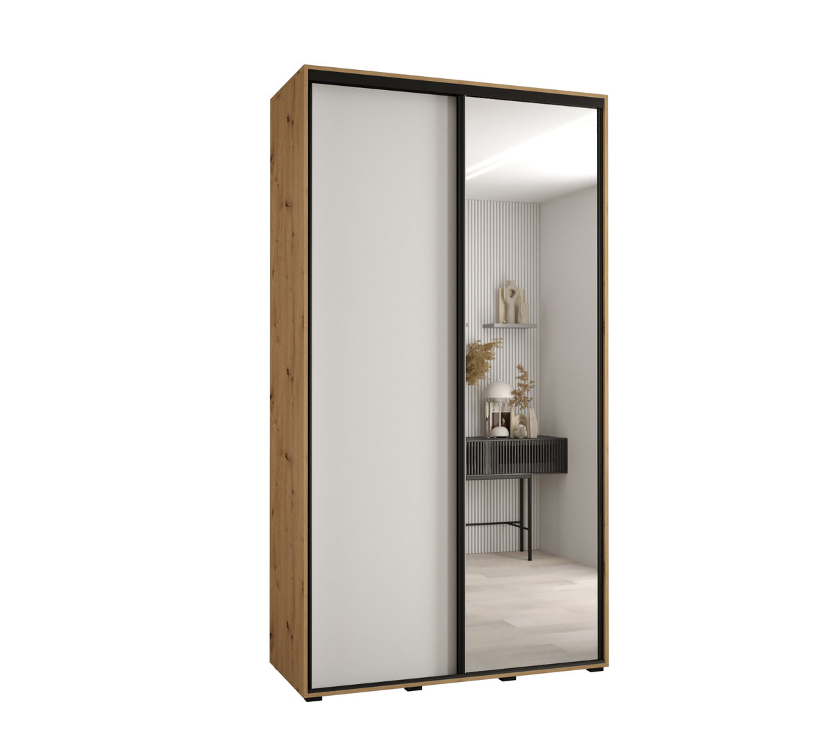 Szafa przesuwna wysoka Davos 3 140 gł. 60 artisan + biały + czarny