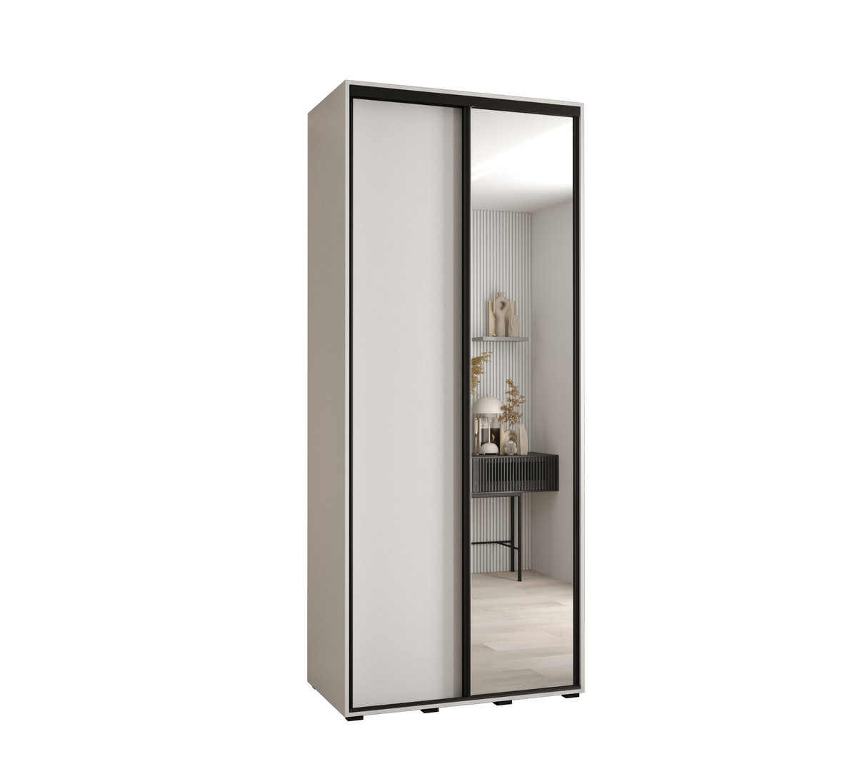 Szafa przesuwna wysoka Davos 3 100 gł. 60 biały + biały + czarny