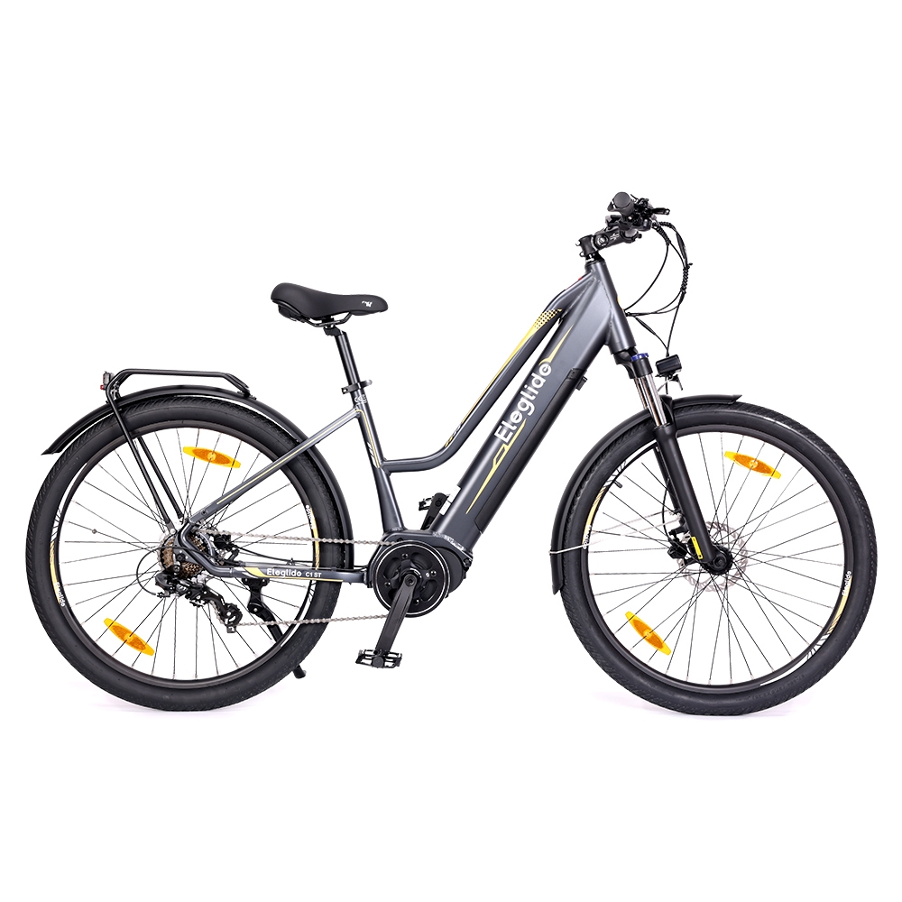 Rower trekkingowy Eleglide C1 ST z silnikiem 250W umieszczonym centralnie, kołami 27,5 cali, baterią 522Wh, zasięgiem 150km