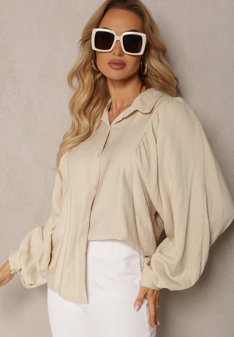 Jasnobeżowa Koszula Nietoperz z Wiskozą Caile