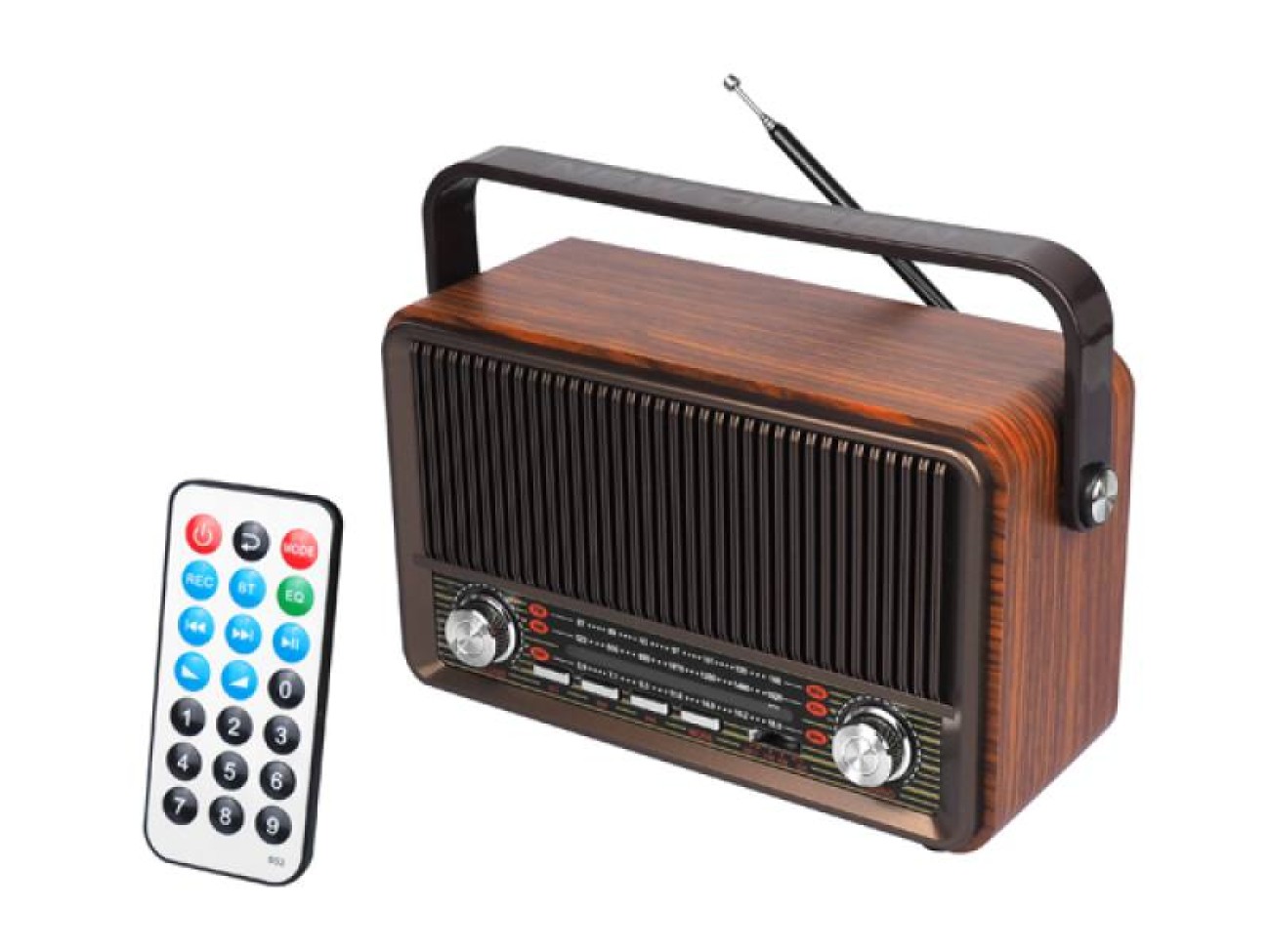 Raba Retro Bluetooth, FM, USB, SD, AUX z pilotem, brązowe