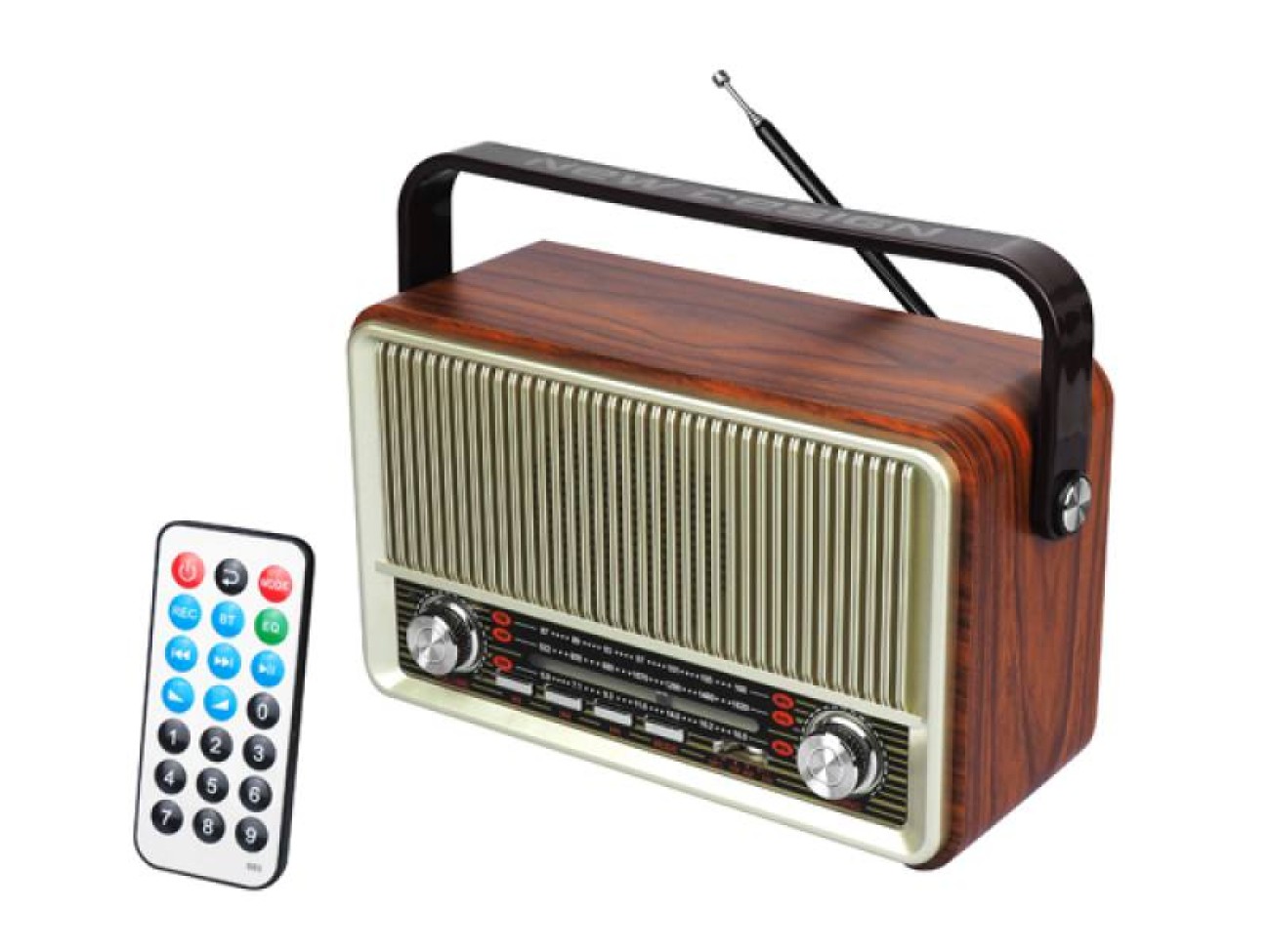 Raba Retro Bluetooth, FM, USB, SD, AUX z pilotem, złote