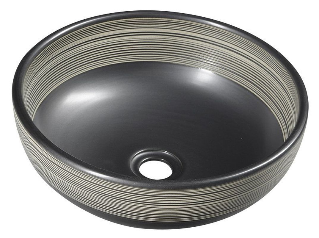Sapho PRIORI umywalka ceramiczna średnica 41 cm 15 cm czarna z białym wzorem PI025