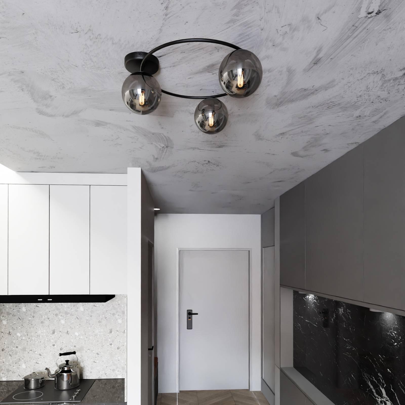Euluna Lampa sufitowa Ascella, 3-punktowa, czarna/grafit