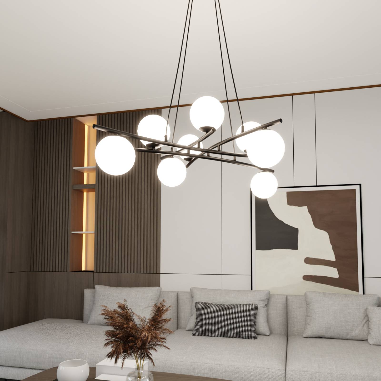 Euluna Lampa wisząca Glassy, krzyżowa, 8-punktowa, szkło opalowe