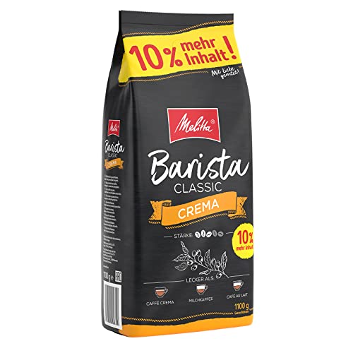 Melitta Całe ziarna kawy, wyważone i harmonijne, moc 3, Barista Crema, 1100 g