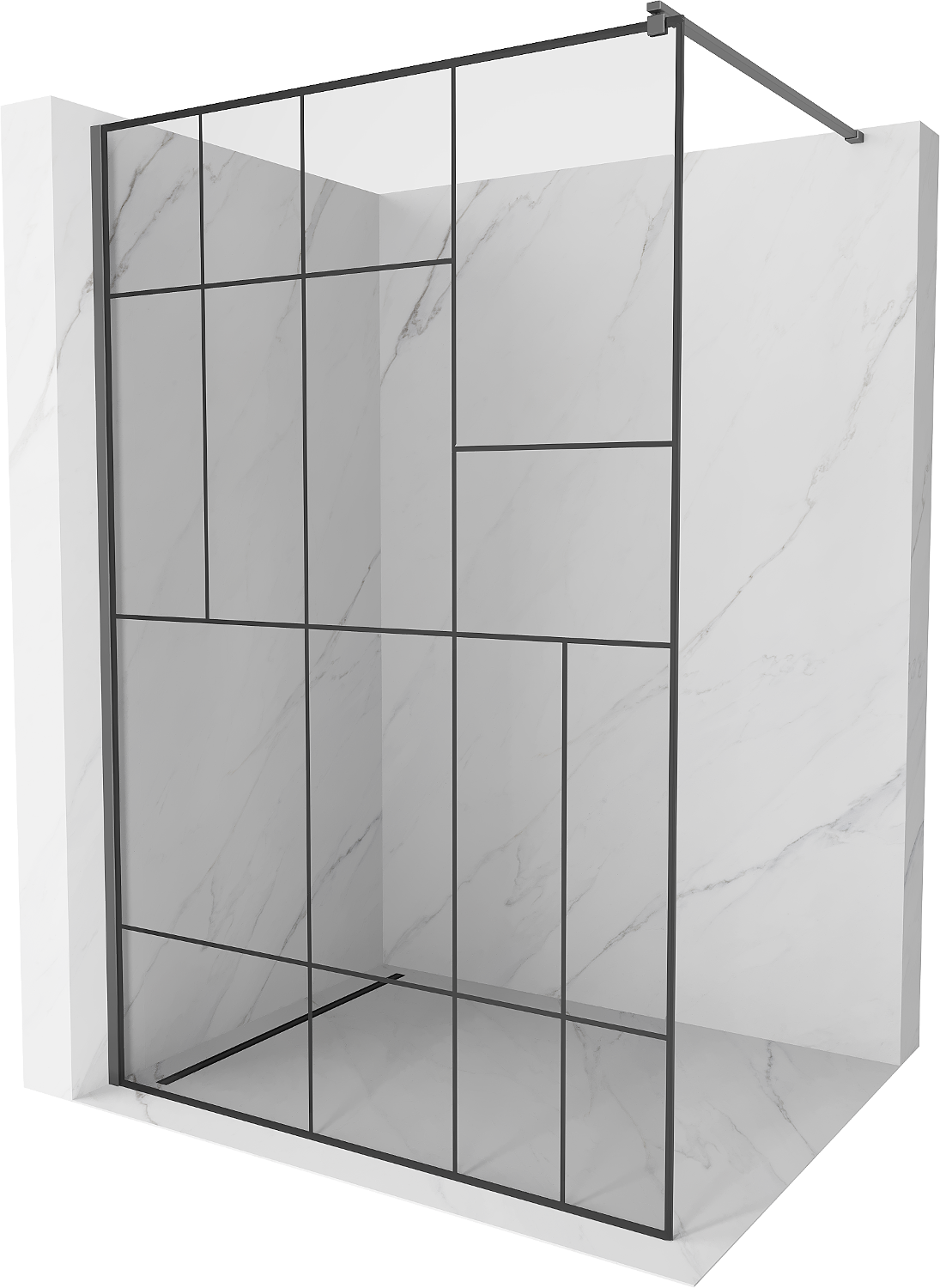 Mexen Kioto ścianka prysznicowa Walk-in 110 x 200 cm, czarny wzór 8 mm, gun metal - 800-110-101-95-78