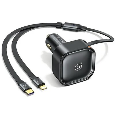 USAMS Ład. sam. ze zwijanym kablem 1xUBS-C+1x Lightning C41 PD 30W Fast Charge czarny/black CC219CC01 (US-CC219)